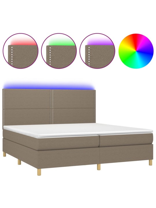 Box spring postel s matrací a led taupe 200x200 cm textil