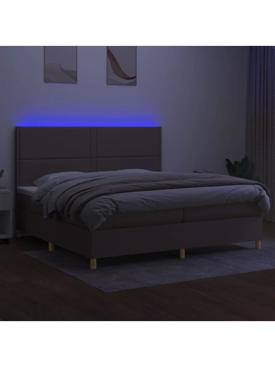 Box spring postel s matrací a led taupe 200x200 cm textil