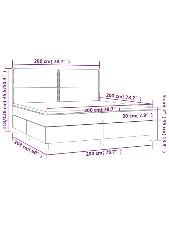 Box spring postel s matrací a led taupe 200x200 cm textil