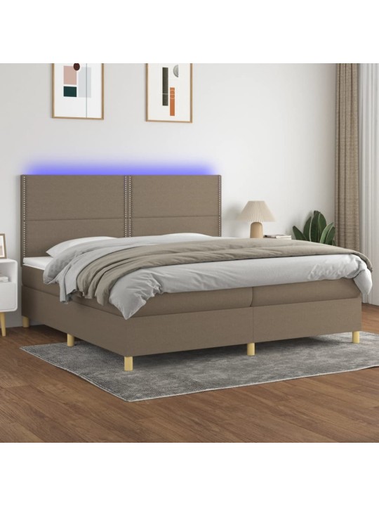 Box spring postel s matrací a led taupe 200x200 cm textil
