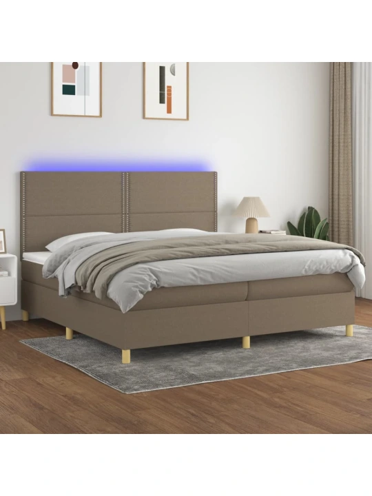 Box spring postel s matrací a led taupe 200x200 cm textil