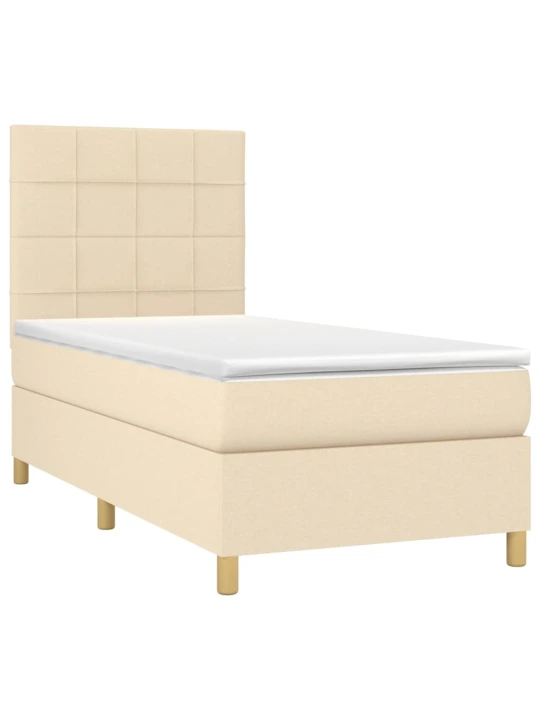 Box spring postel s matrací a led krémová 80 x 200 cm textil
