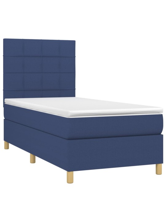 Box spring postel s matrací a LED modrá 90x190 cm textil
