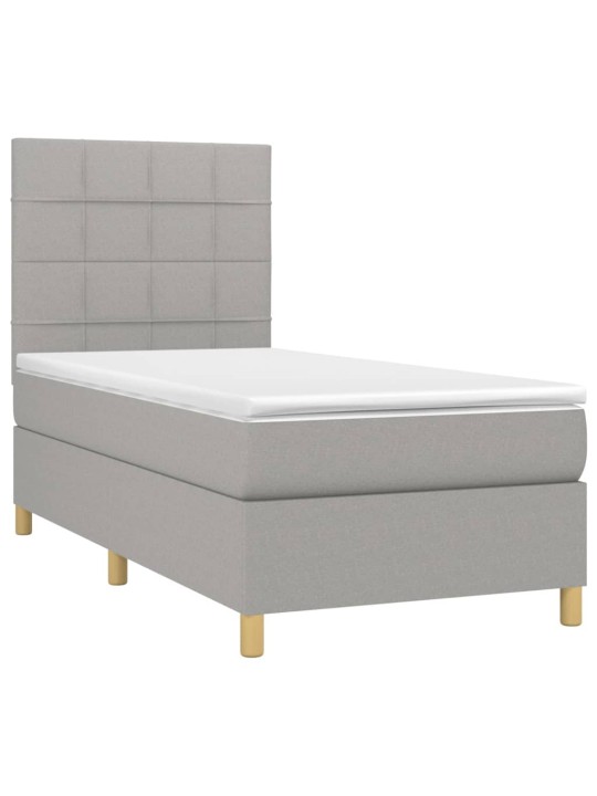Box spring postel s matrací a LED světle šedá 100x200 cm textil