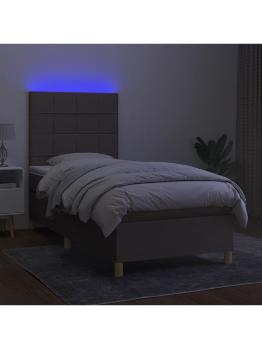 Box spring postel s matrací a LED taupe 100x200 cm textil