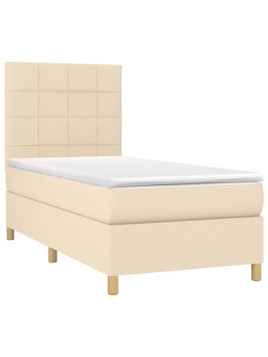 Box spring postel s matrací a led krémová 100x200 cm textil