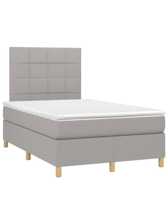 Box spring postel s matrací a LED světle šedá 120x200 cm textil