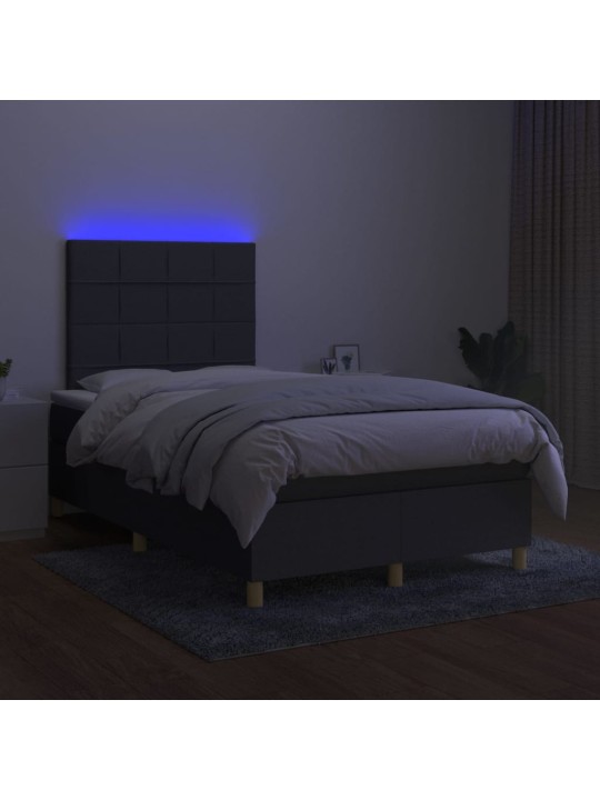 Box spring postel s matrací a LED tmavě šedá 120x200 cm textil