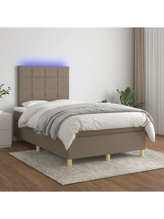 Box spring postel s matrací a led taupe 120 x 200 cm textil