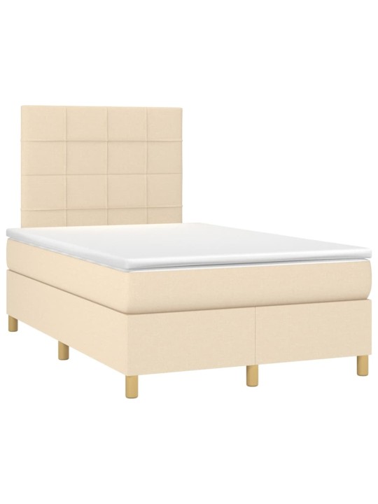 Box spring postel s matrací a led krémová 120 x 200 cm textil