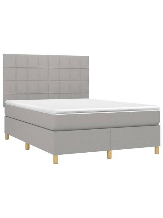 Box spring postel s matrací a LED světle šedá 140x190 cm textil