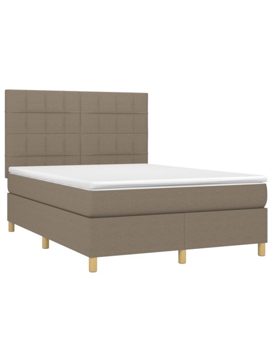 Box spring postel s matrací a led taupe 140x190 cm textil