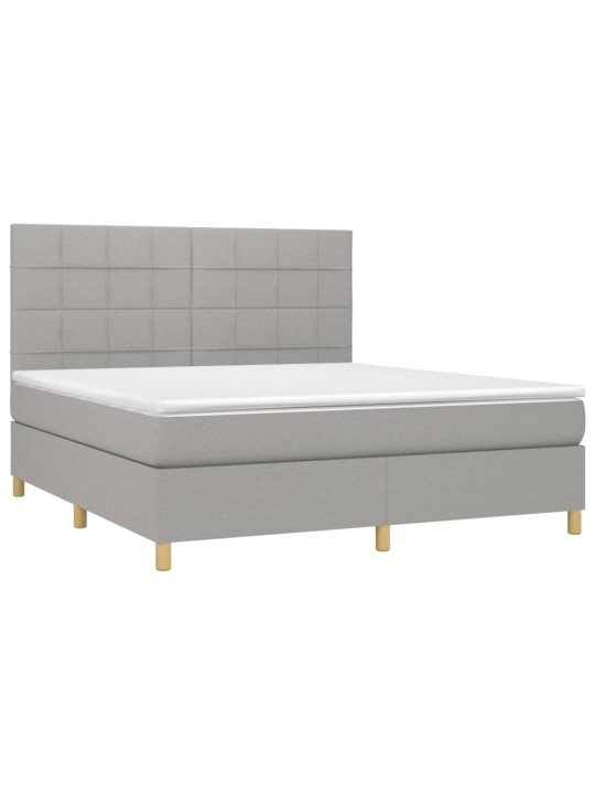 Box spring postel s matrací a LED světle šedá 160x200 cm textil