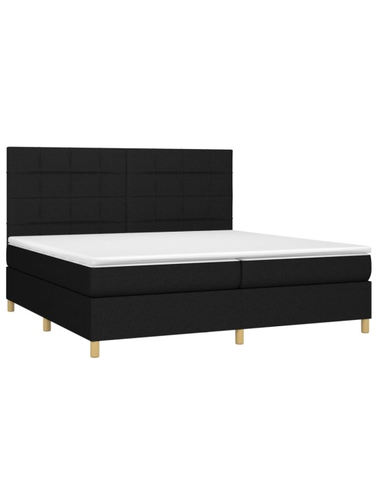 Box spring postel s matrací a LED černá 200x200 cm textil