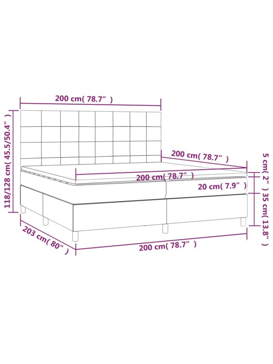 Box spring postel s matrací a LED černá 200x200 cm textil