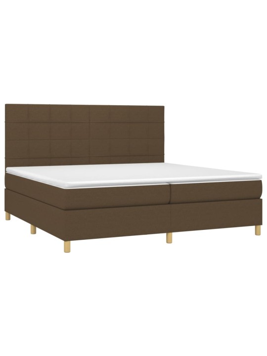 Box spring postel s matrací a led tmavě hnědá 200x200 cm textil