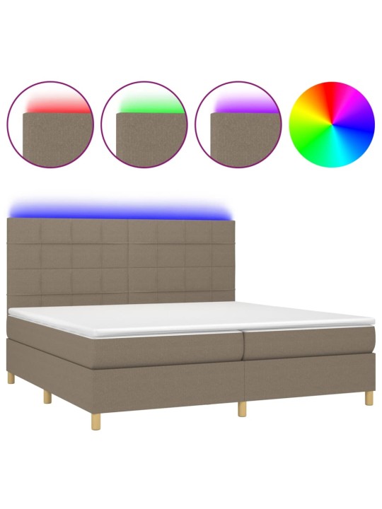 Box spring postel s matrací a led taupe 200x200 cm textil