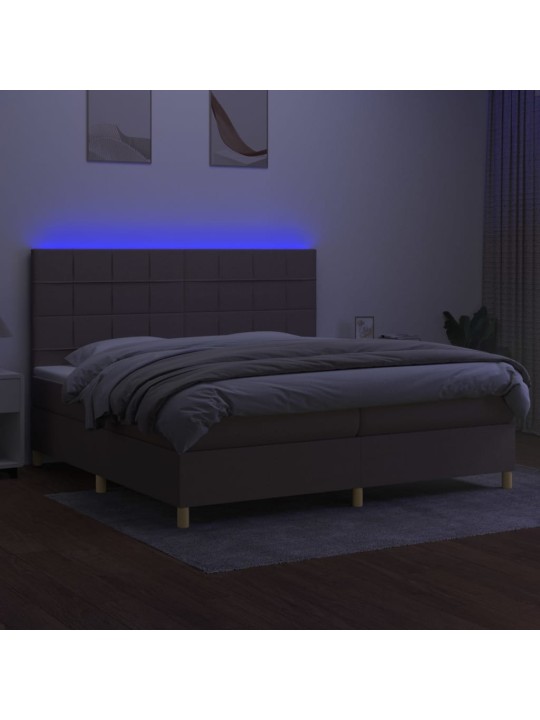 Box spring postel s matrací a led taupe 200x200 cm textil
