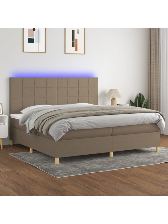 Box spring postel s matrací a led taupe 200x200 cm textil