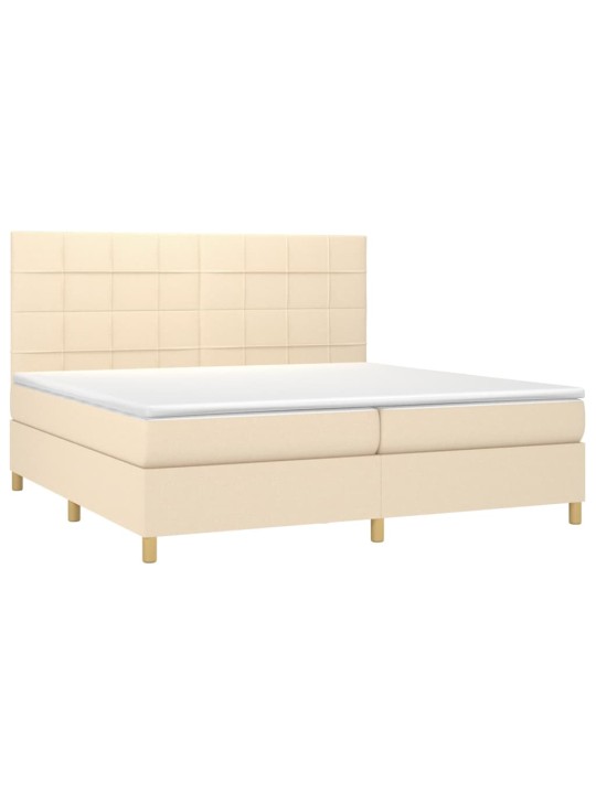 Box spring postel s matrací a led krémová 200x200 cm textil