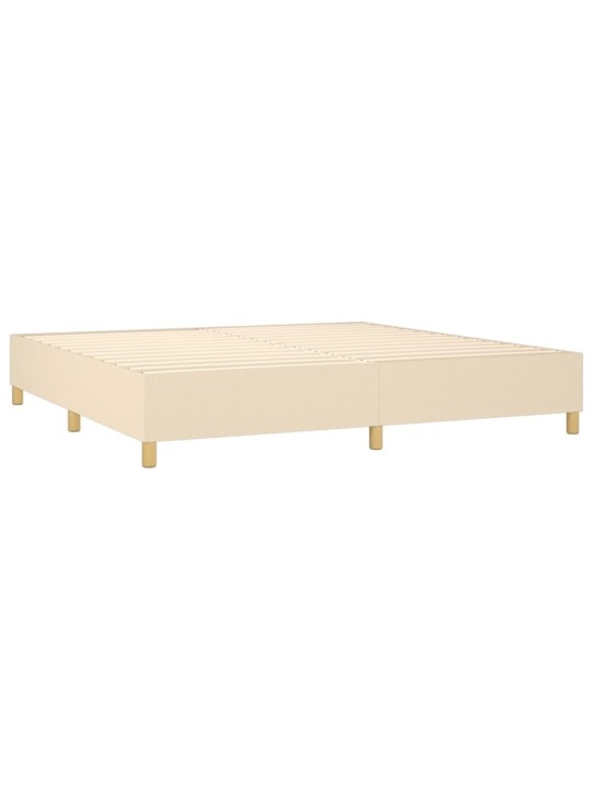 Box spring postel s matrací a led krémová 200x200 cm textil