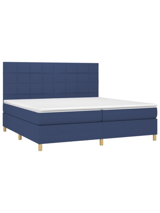 Box spring postel s matrací a led modrá 200x200 cm textil