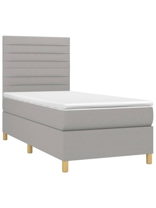 Box spring postel s matrací a LED světle šedá 100x200 cm textil