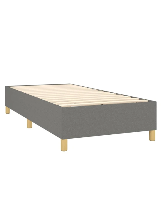 Box spring postel s matrací a LED tmavě šedá 100x200 cm textil