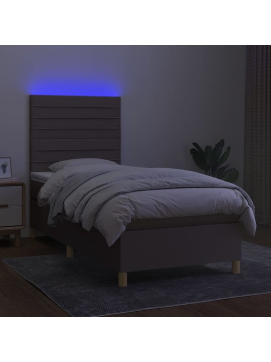 Box spring postel s matrací a LED taupe 100x200 cm textil