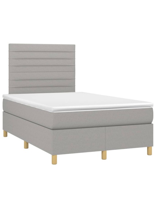 Box spring postel s matrací a LED světle šedá 120x200 cm textil