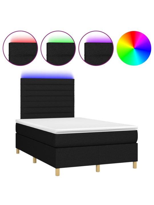 Box spring postel s matrací a LED černá 120 x 200 cm textil