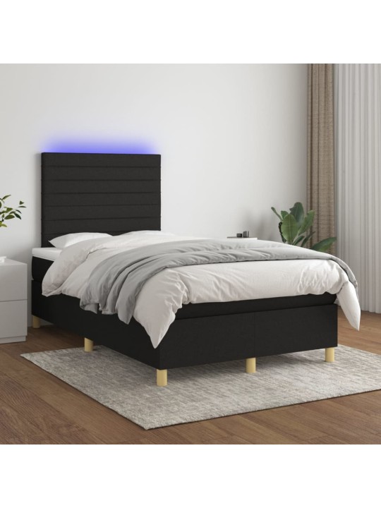 Box spring postel s matrací a LED černá 120 x 200 cm textil