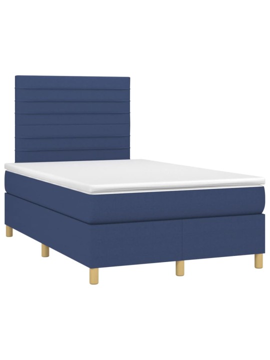 Box spring postel s matrací a LED modrá 120 x 200 cm textil