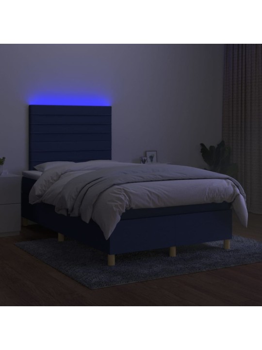 Box spring postel s matrací a LED modrá 120 x 200 cm textil