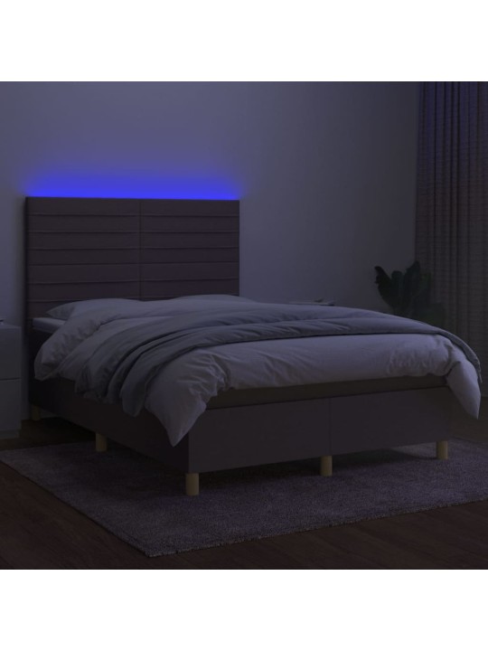 Box spring postel s matrací a led taupe 140x190 cm textil