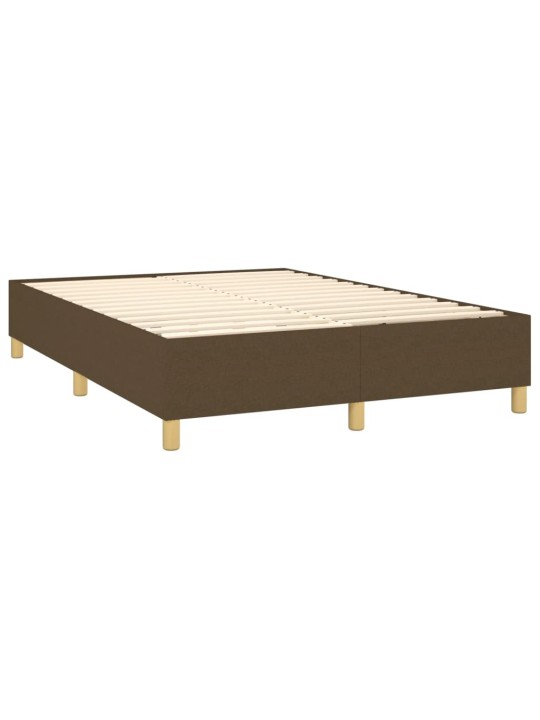 Box spring postel s matrací a LED tmavě hnědá 140x200 cm textil