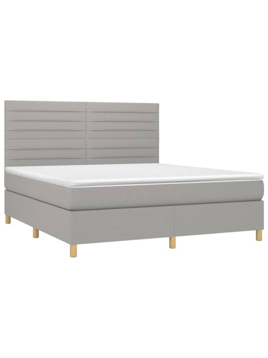 Box spring postel s matrací a LED světle šedá 160x200 cm textil