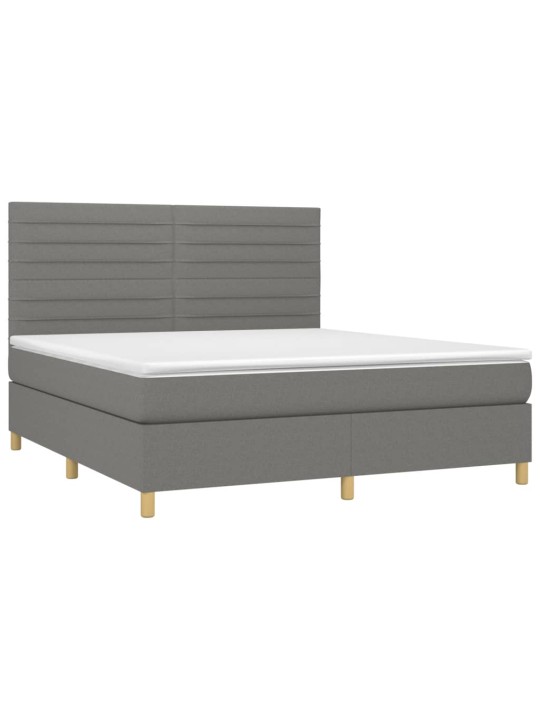 Box spring postel s matrací a LED tmavě šedá 160x200 cm textil
