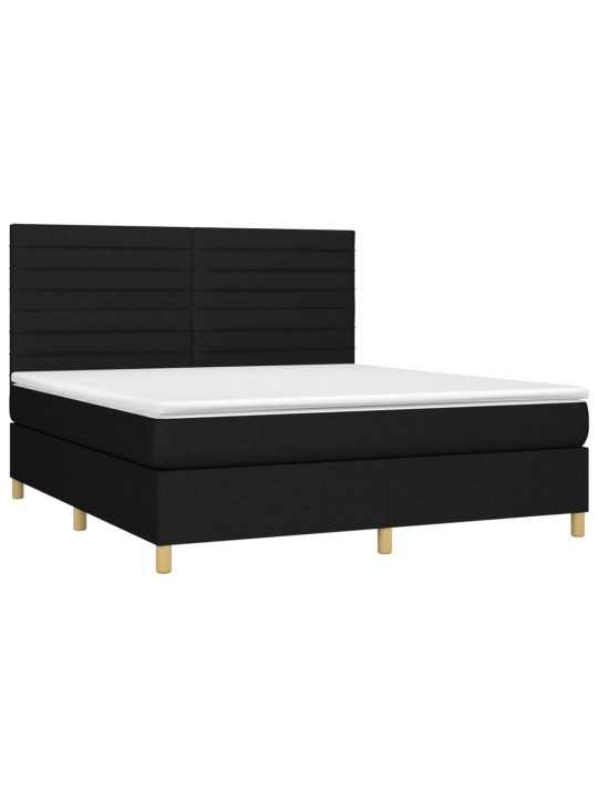 Box spring postel s matrací a LED černá 160x200 cm textil