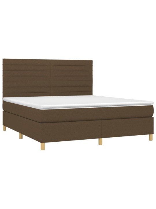 Box spring postel s matrací a led tmavě hnědá 160x200 cm textil
