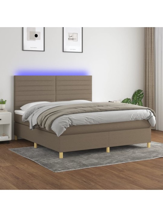 Box spring postel s matrací a led taupe 160x200 cm textil