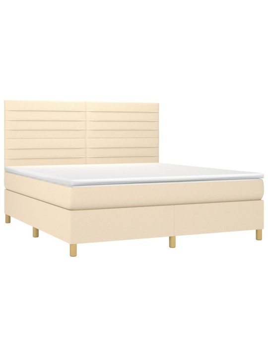 Box spring postel s matrací a led krémová 160x200 cm textil
