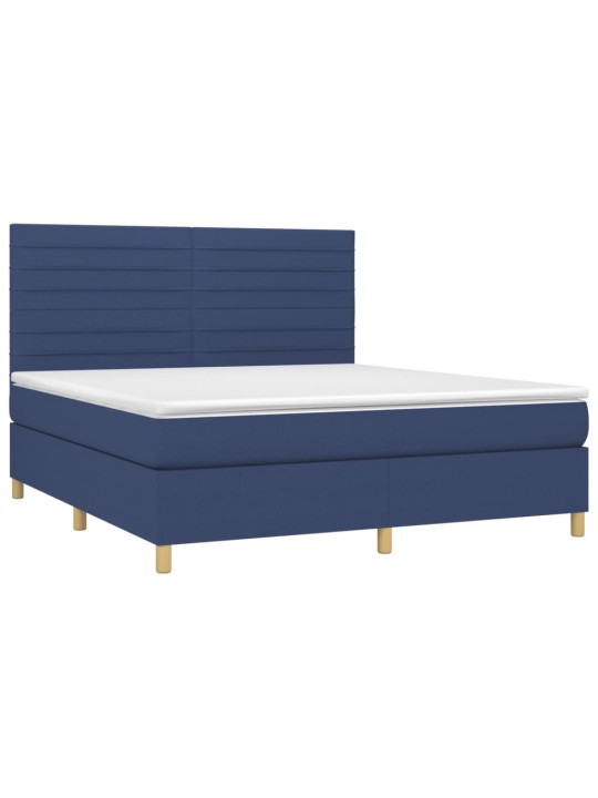Box spring postel s matrací a led modrá 160x200 cm textil