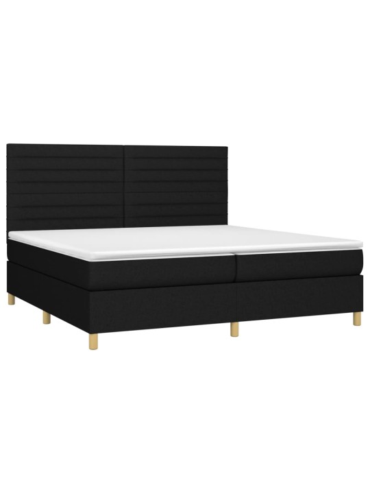 Box spring postel s matrací a LED černá 200x200 cm textil