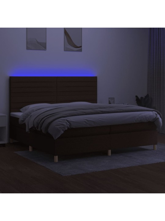 Box spring postel s matrací a led tmavě hnědá 200x200 cm textil