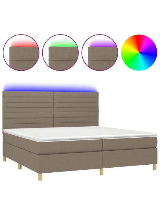 Box spring postel s matrací a led taupe 200x200 cm textil
