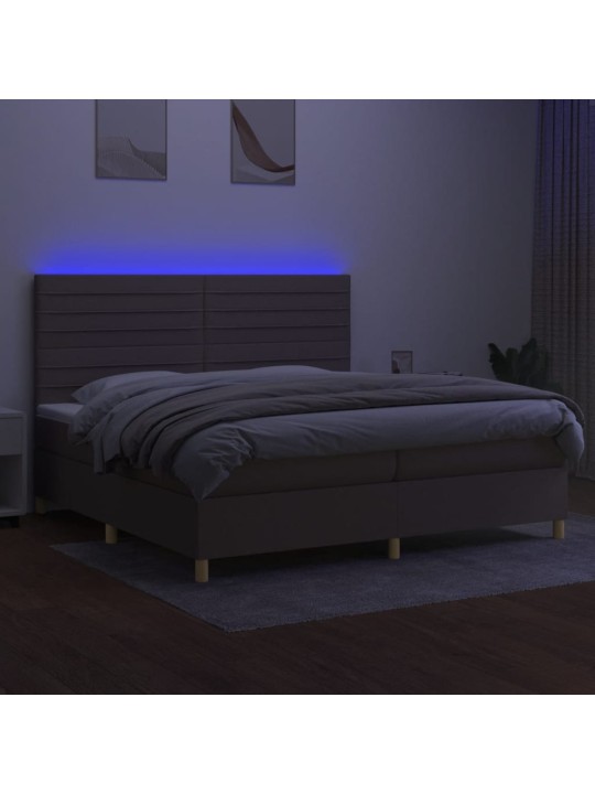 Box spring postel s matrací a led taupe 200x200 cm textil