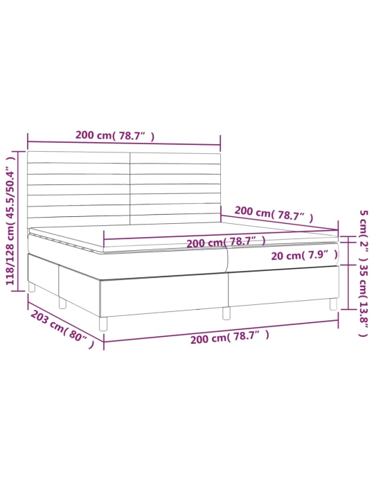 Box spring postel s matrací a led taupe 200x200 cm textil