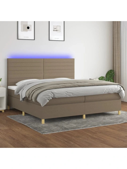 Box spring postel s matrací a led taupe 200x200 cm textil