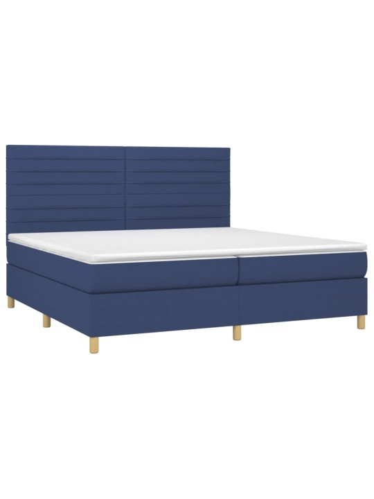 Box spring postel s matrací a led modrá 200x200 cm textil